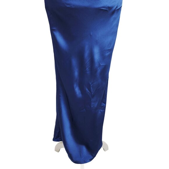 Blue Halter Womens Satin Maxi Dress  Size XS  Phicia - Picture 6 of 9